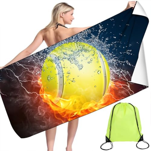 APPCRFM Toalla de Playa para Tenis, Tennis Beach Towel, Toalla Deportiva de Playa, Apto para Piscinas, Baños y Piscinas de Natación y Surf, con Bolsa Incluida - 150 * 75CM