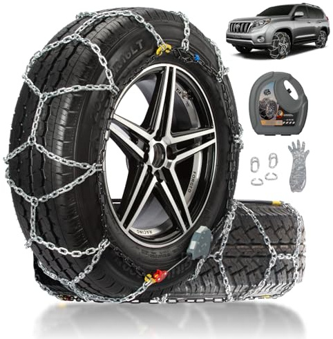 Auto Fixing Snow Chains for Pickup Trucks & SUVs Off-road, Heavy Duty Quick Fit & Easy Installation Snow Tire Chains, Portable Reusable Emergency Tire Traction Chain, Set of 2 (HPK-2320)