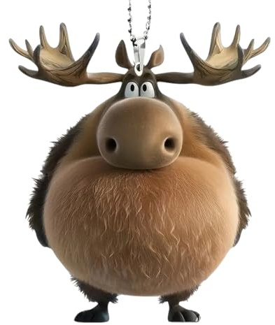 Hänge jul, älg, tecknad älg, julgransprydnad, akrylornament juldekorationer inomhus utomhus, hänge att hänga för bil, säsongsbetonad dekoration