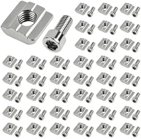 50 Stück Schiebemuttern M8 Nutensteine Aluprofil T Nut Schiene M8 3030 Nutenstein Kohlenstoffstahl Nutmuttern mit Schrauben Gleitmutter Aluschiene B Aluminiumprofil-Extrusionsschlitz Standard-30-Serie