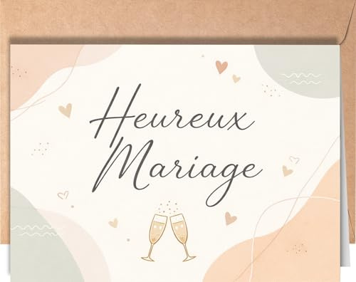 Greeting Cards for Everyone Carte de Mariage Félicitation avec enveloppe - Heureux Mariage - Carte Voeux Mariage Originale - Cadeau Pour Couple, Les Maries - EU 301