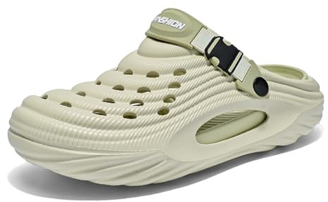Sandalias de Verano para Hombre Zapatos de Playa con Agujeros Exteriores y Tendencia Media Caña (Green, 41) #74