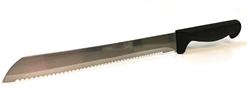 Kerafactum Cuchillo de pan extra afilado, mango negro, hoja de sierra de pan, sierra de pan, sierra de sierra dentada, hoja de pan de más de 30 cm de longitud con mango de plástico PVC negro