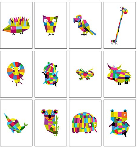 the lazy panda card company 12 bunte Tier-Grußkarten für Geburtstage oder allgemeine Anlässe.