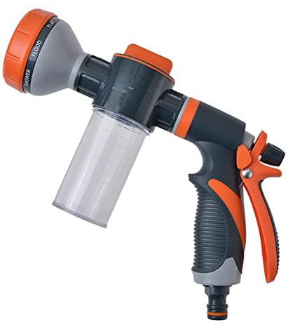 Pistolet d'arrosage avec 8 Modes - Pistolet d'arrosage Haute Pression pour arroser Le Voiture, Les Animaux domestiques, Le Nettoyage avec récipient Stockage