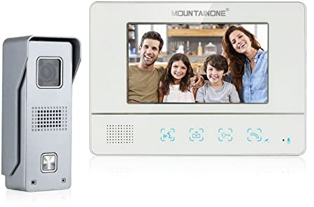 MOUNTAINONE Videocitofono Cablato Monitor a Colori da 7, Citofono Smart con Videocamera Campanello Cablato Visione Notturna IR Domestico Citofono