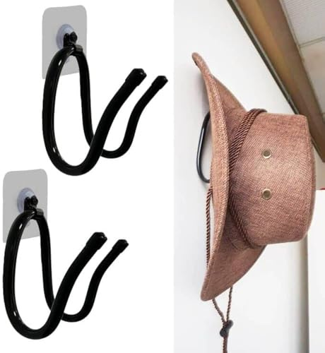 AUXPhome Cowboy Hat Rack Hat Holder Hat Organizer Wall Mount Display Hat Storage Hook Hat Hangers - No Installation Tool Required, Strong Self-Adhesive - Easily Adjustable- Fit Any Hat - 2 Pack