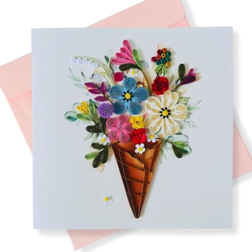 Quilling Card 3D Greeting Cards, handmade birthday card, handcrafted cards for all occasions, flower bundle
