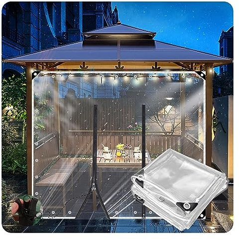 Bâche en PVC avec Fermeture À Glissière, Bâche Transparente Rideau de Porte de Garage, Éclair Matériau PVC Imperméable Résistance Au Déchirement pour Gazebo /Couloir ( Size : H1.8xW6m/H5.9xW19.6ft )