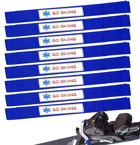 Vecacosic Ski Brake Retainer Strap, 18.9 Adjustable Nylon Binding Brake Retainer Bands, Durable & Reusable Snowboard Brake Retainers for Skis Waxing and Tuning, Easier to Put in Place (Bule - 8PACK)