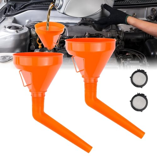 mizikuu Trichter mit Schlauch, 2 Stück Einfülltrichter kfz 1,2 Liter Öltrichter Plastik Filter Universal Trichter Benzin Mit Sieb für Ölwechsel, Auto, Werkstatt und Haushalt