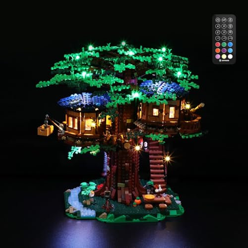 MENZAVA Kit d'éclairage LED Compatible avec Lego 21318 La cabane dans l’Arbre Ideas - Jeu de lumière pour Modèle de Blocs de Construction (Modèle Non Inclus)