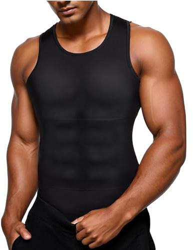 DownLTL Camiseta Reductora para Hombre con Efecto Vientre Plano Camiseta Interior de compresión sin Mangas de algodón Body Shaper un Vientre más Plano