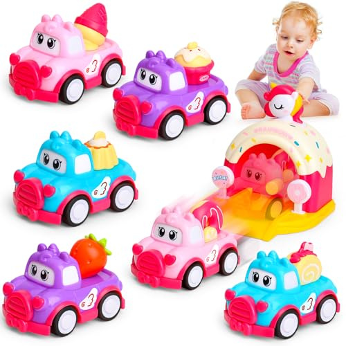 MOONTOY Leksak för barn 1 år, 7 stycken leksaksbil, barn, tidig utbildning, barnleksaker 10, 12, 18 månader, pojkar, flickor, födelsedag, påskgåvor