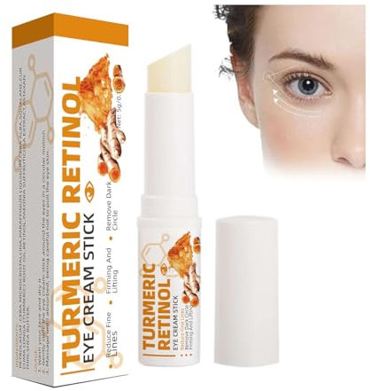 Turmeric Retinol Augenstift, Augenbalsam Stift Feuchtigkeitsspendend für Augenringe, Falten, Anti-Aging Unter den Augen, Retinol Augencreme für Schwellungen und Tüten, reduziert Feine Linien