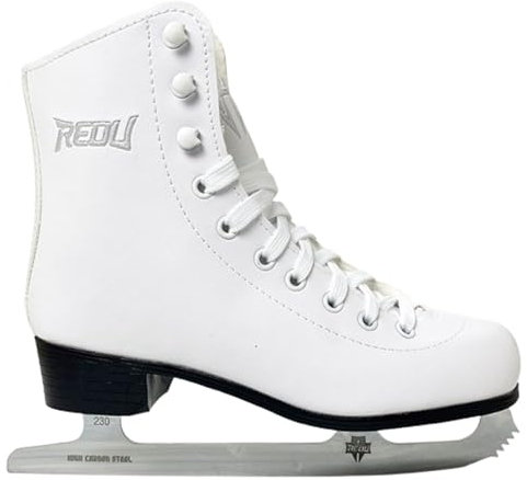 Blissbuilt Patins à Glace Artistiques pour Femmes Hommes | Lame en Acier Inoxydable,Laçage Classique,Doublure en Fourrure Synthétique -Patinage Artistique-Loisirs-Confortable et Chaud-Blanc,30-42