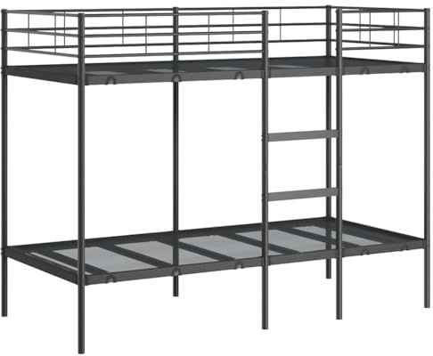 vidaXL Våningssäng utan madrass svart 90x190 cm stål