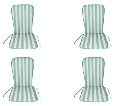 HERSIG - Pack 4 Cojines Silla con Respaldo | Almohadillas Silla Rallas Anchas Verde Claro-Blanco