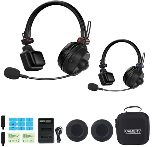Came-TV Waero-PRO 1,9 GHz trådlöst intercom headset system brusreducering A/B grupp 1700 fot (518 m) noll latens 2 personers teamkommunikation för Church Boating TV-film production drönare