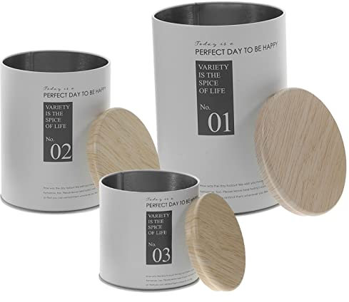 CIYODO 3piezas Latas Selladas Hierro Rústico Para Azúcar y Té Para Cocina Material