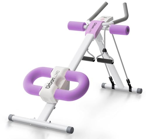 UrbanLuxe Ab Trainer Machine, Adjustable Abdominal Trainers with Display, Foldable Abdominal Workout Equipment with Knee Protection for Home Gym Core Strength Trainer (Purple)