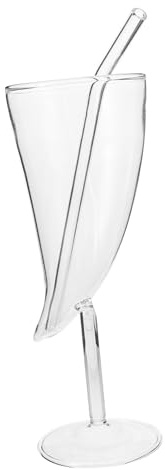 LABRIMP Bicchiere da Vino con Cannuccia Coppa Trasparente per Cocktail e Bevande per e Ristoranti Design e