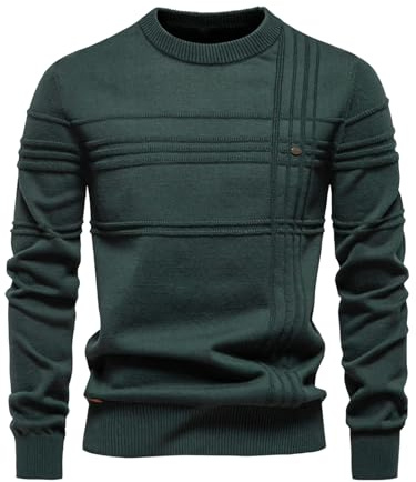crazy bean Maglione Uomo Invernale Collo Alto Maglione Manica Lunga Maglia Girocollo Pullover Casual Caldo e alla Slim Basic Verde Scuro XL