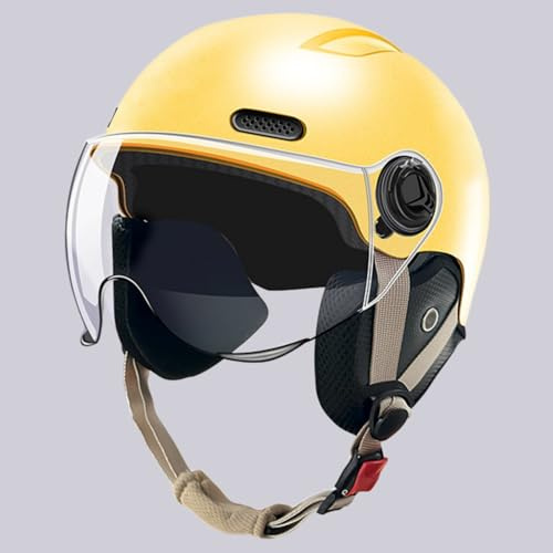 Casque Moto 3/4 pour Enfants, Casque Scooter avec Visière Solaire pour Garçons Et Filles De 5 À 15 Ans, Casque Jet Moto pour Enfants, Homologué ECE 22.06 H,44-55cm