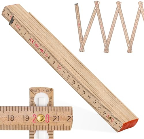 Metrie™ Zollstock – Gliedermaßstab 2m | Meterstab, Maßstab - NATUR - Duplex Teilung, Hergestellt in der EU | Robuster & Präziser Holz-Gliedermaßstab | für Handwerker, DIY | BLOCK 72-1 Stück