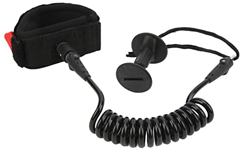 Baxnore Correa de muñeca elástica de TPU para Tabla de Remo, Correa de Surf, Gancho Ajustable de Acero Inoxidable para Surf de Remo, Hombres y Mujeres, Material de Buceo, 4 pies de (Negro)