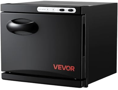 VEVOR Calentador de Toallas 8 L, Esterilizador Secador para 12 Toallas, con Clip y Rejilla, Función de Calentamiento de 360°, Versátil para SPA, Barbería, Manicura, Masajes, Salón de Belleza, Negro