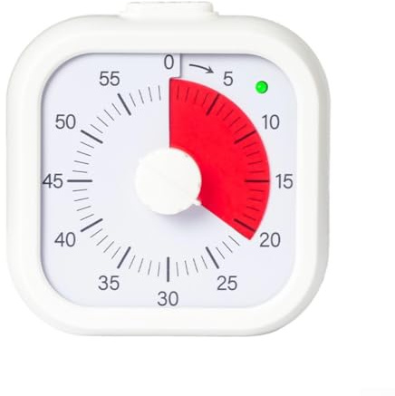 Temporizador visual para niños, reloj de cuenta regresiva para gestión del tiempo, autodisciplina, estudio, enfoque, ADHD, ayuda al aprendizaje, alarma (blanco)