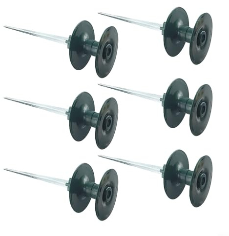 RiseNova Garden Hose Roller Guide with Smooth Resin Wheel and Zinc Spike, Heavy Duty Ground Stake for Lawn Watering, Protects Plants from Damage(6pcs)