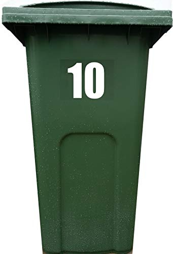 4 x Bin Sticker VINYL Number 1-99 LARGE Recycling Box Wheelie Self Adhesive - White