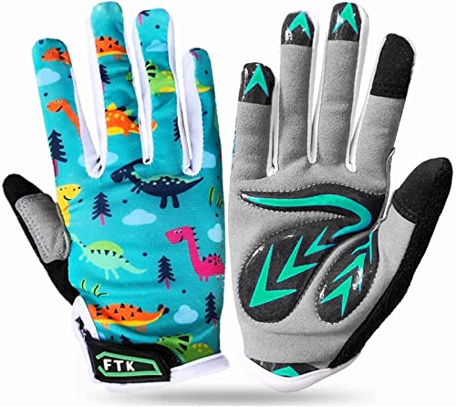 Fahrradhandschuhe Kinder MTB Fahrrad Freizeit Vollfigner mit Gel rutschfest Wert 1 Paar Cyan M, Radsport Skatehandschuhe für Sommer Jungen Mädchen 2-11 Jahre