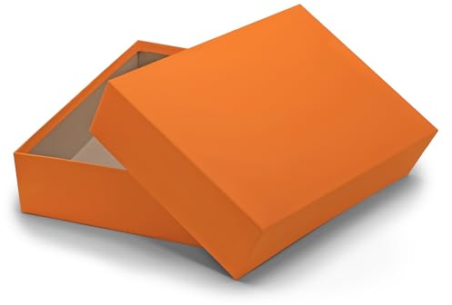 Geschenk- und Aufbewahrungsbox DIN A4 - Karton mit Deckel - 1 Stück - Farbe: Orange - 302 x 213 x 70 mm