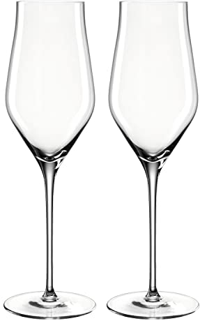 Leonardo Brunelli Sekt-Gläser 2er Set, spülmaschinenfeste Prosecco-Kelche, Champagner-Glas mit gezogenem Stiel, Schaum-Wein Gläser, 340 ml, 066418