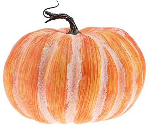 Woration Fausse Citrouille Décoration 21.5 cm Grande Jaune Artificielle Citrouille Faux Légume Aliments Modèle pour L'automne Automne Récolte Halloween Thanksgiving Jour