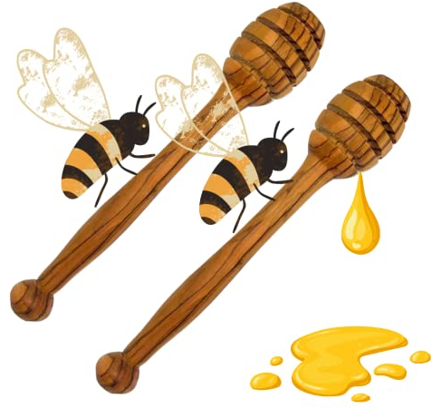 Gartiam Cucchiaio per miele in legno di ulivo naturale, 14 cm, realizzato a mano, 1 o 2 pezzi (2)