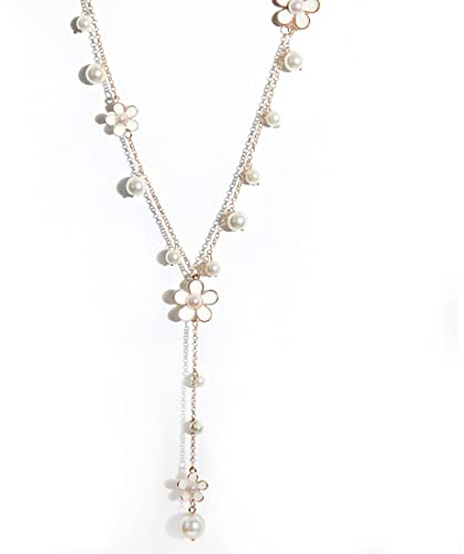 MenYiYDS Blumen-Lange Halskette, Strickjacke-Kette Modeschmuck Quaste Perlenketten Und Anhänger Für Frauen Geburtstagsgeschenk