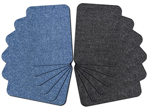 Guokuai 12 Pieces Premium Quality Fabric Iron on Patches for Clothing Repair Jeans Shades of Blue Inside Jeans & Clothing Repair 3 x 4.25 (7.5 cm x 10.5 cm) (Black Blue)
