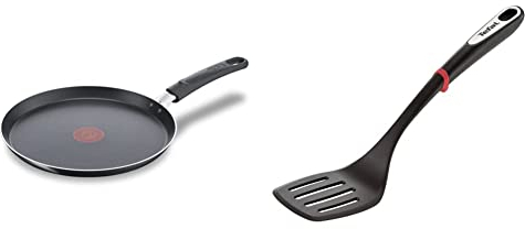 Tefal Day By Day On Poêle à crêpe 25 cm, Revêtement antiadhésif résistant, Compatible tous feux sauf induction, Fonction Thermo-Signal & Spatule Ingenio K20608 | Idéal pour tourner et servir | 40cm