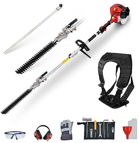 BU-KO 52cc Long Reach Petrol Hedge Trimmer and 75cm Extension Pole, Precision Trimming for Tall Hedges & Bushes, Easy to Use, High Performance, Durable Steel Blade