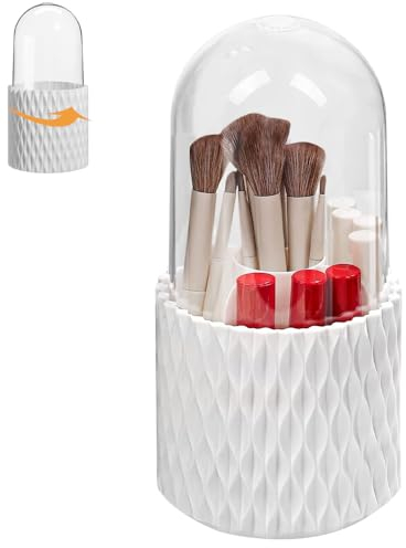YWKJDDM Pinselhalter Kosmetik Pinsel Organizer 360°Drehbarer Make Up Pinsel Aufbewahrung mit Deckel Schminkpinsel Behälter, Pinsel behälter Pinselhalter Kosmetik für Schminktisch Schlafzimmer