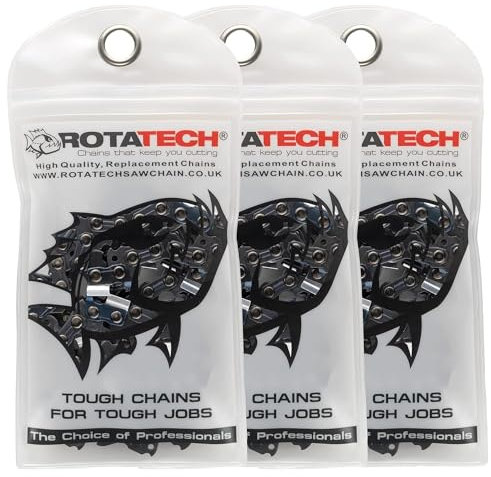 Lot de 3 chaînes de tronçonneuse 18 Rotatech 0,8 cm 1,6 mm 68 DL pour STIHL 025, 025C, MS240, MS241, MS250, MS251