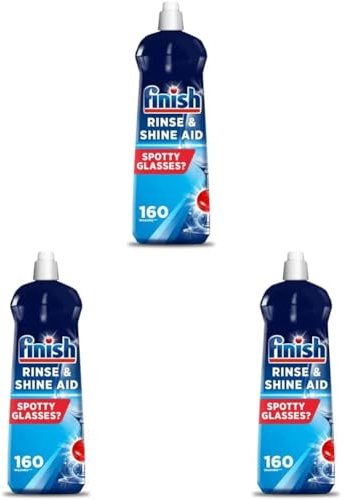 Finish, Dishwasher Rinse Aid, Fresh Rinse & Shine Cleaner, 2.4L (800ml x 3 pck), Ultimate Clean & Diamond Shine, Glass Protection, Spot Prevention, Better Drying vs Finish Detergent alone
