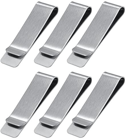 Rörklämma, Rostfritt stål Slim Clip 51 mm Hållarklämma for plånböcker Kreditkort, Silver Pack om 6