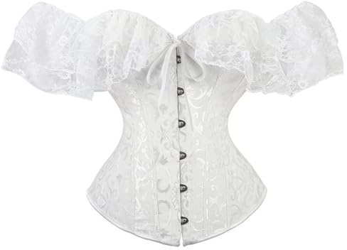 KBOPLEMQ Corsetto da donna, per Halloween, Natale, corpetto con maniche a spalla, taglie forti, O bianco., XS