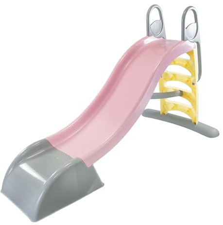 Mochtoys Rutsche für Kinder - 180 cm Lange Innen und Außen UV-Beständig, Große Gleite Für Kinder, Wasseranschluss, Rutschbahn, Rosa/Grau