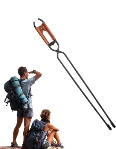 Fbinys Herramientas para hogueras para exteriores, pinzas de metal para recoger troncos, pinzas de troncos resistentes, herramientas portátiles de chimenea de camping para uso en interiores y